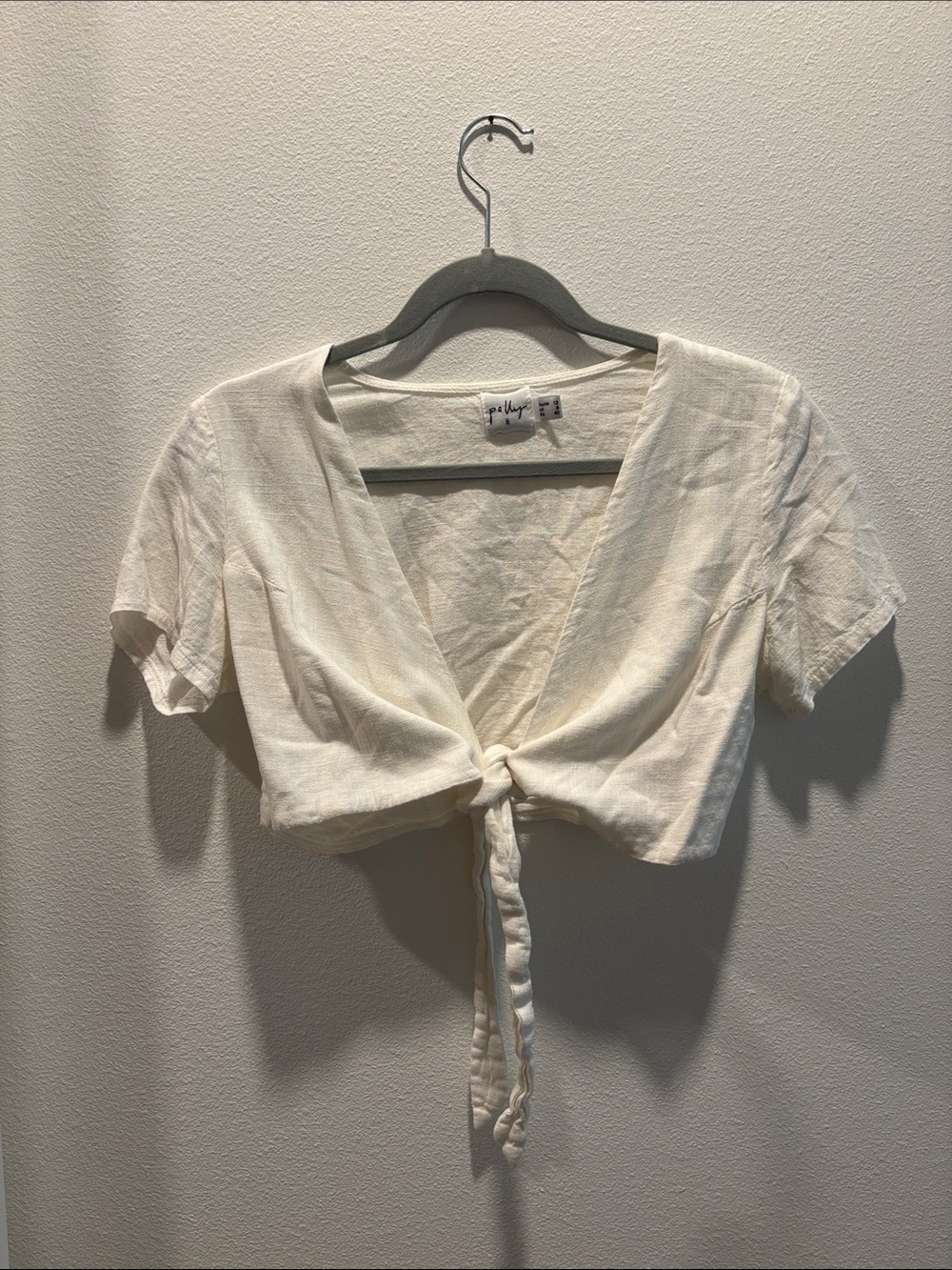 Oh Polly Front Tie White Crop